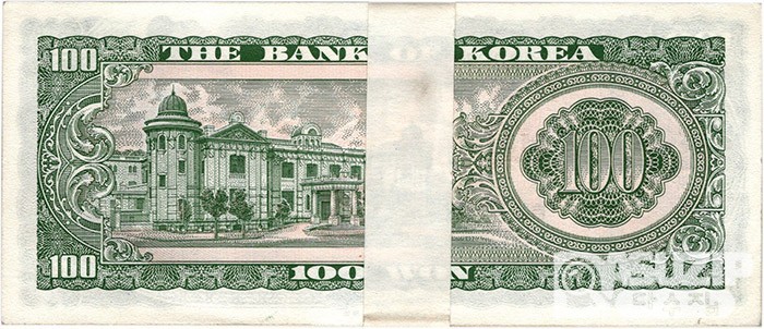 1965년 다 100원권 (세종대왕) 100장 관봉 다발- 준흑색지/ 미사용품